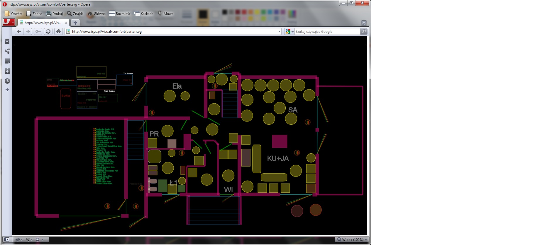 Inteligentny dom eHouse. Sterowanie budynkiem przez przeglądarkę WWW (SVG) wersja comfort dla tego samego projektu