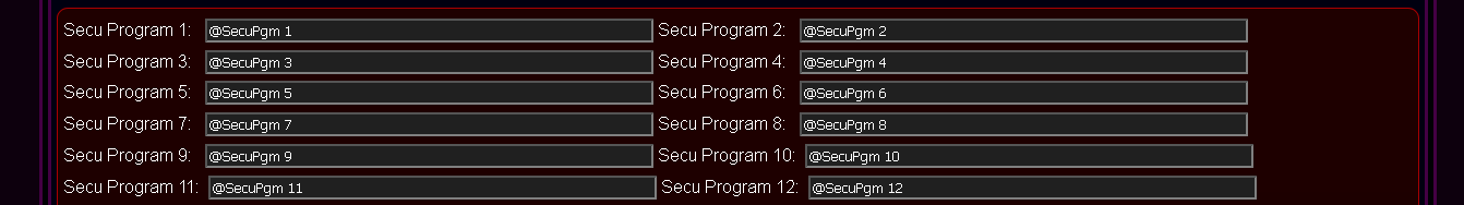 Customized eHouse.PRO system configuration - Secu Programs Names 