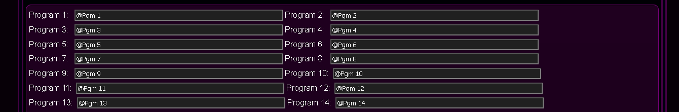 Customized eHouse.PRO system configuration - Programs Names 