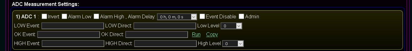 Customized configuration and initialization screen @Light, eHouse WiFi/eCity GSM/LoRaWAN - Measurement inputs configuration ( ADC) 