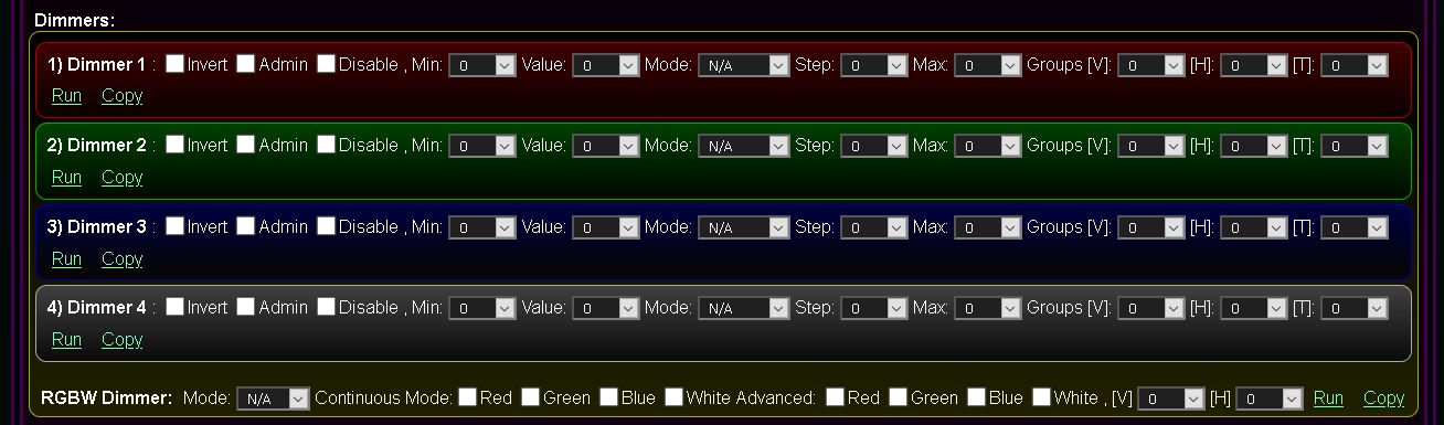 Customized screen for system configuration and initialization @Light, eHouse WiFi, eCity GSM/LoRaWAN - Dimmer outputs configuration